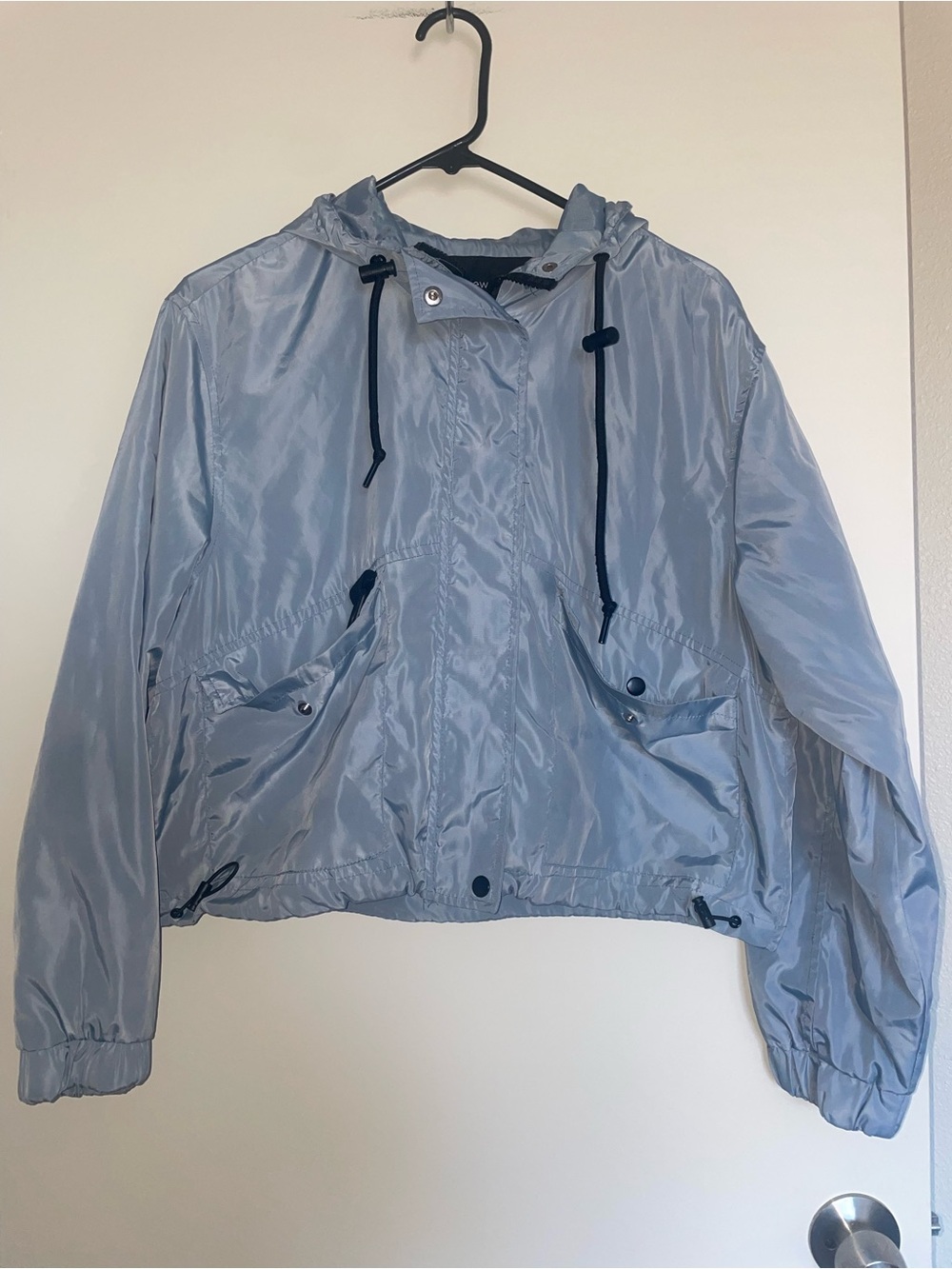 Light Blue Hooded Windbreaker Jacket